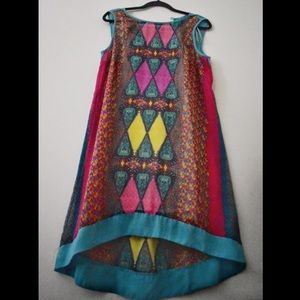 F21 high-low Floral Geometric Print Boho Dress